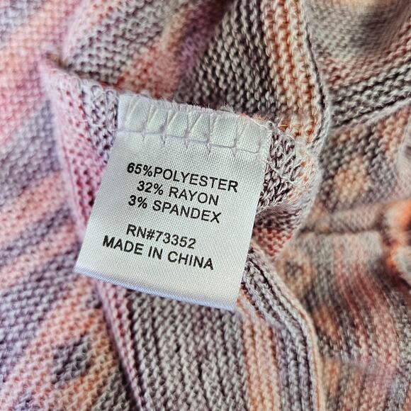 Its Our Time Peach Pink Duster Cardigan Size Large Draped Front Aztec Print - Picture 6 of 6